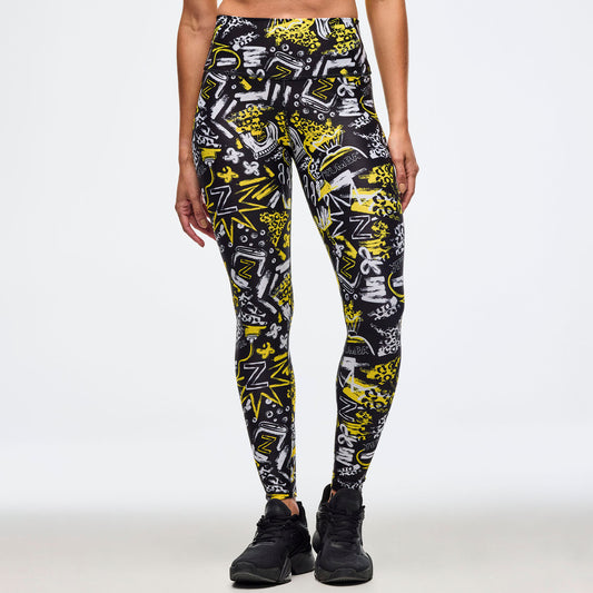 Sizzlin' High Waisted Ankle Leggings - Black/Yellow