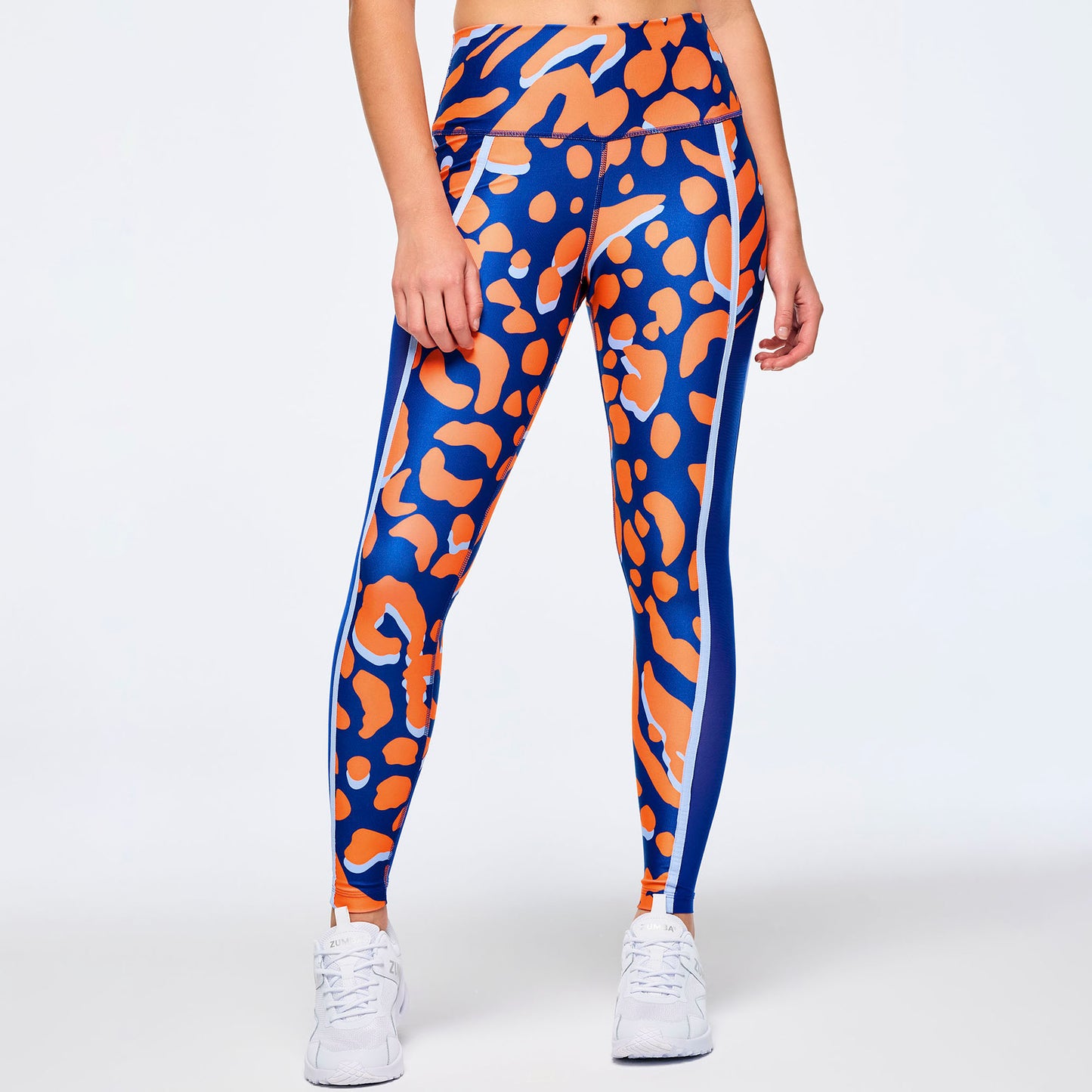*LOW INVENTORY Victory High Waisted Ankle Leggings With Side Inserts - Orange/Blue