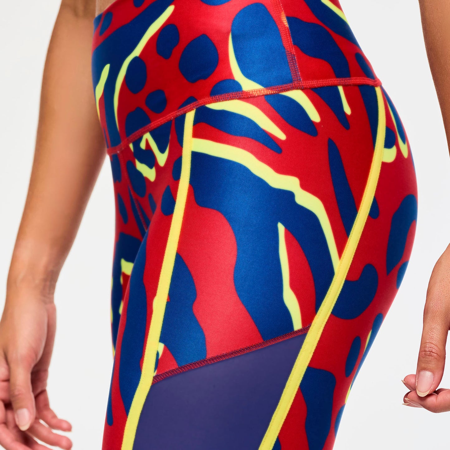 *LOW INVENTORY Victory High Waisted Ankle Leggings With Side Inserts - Red/Blue