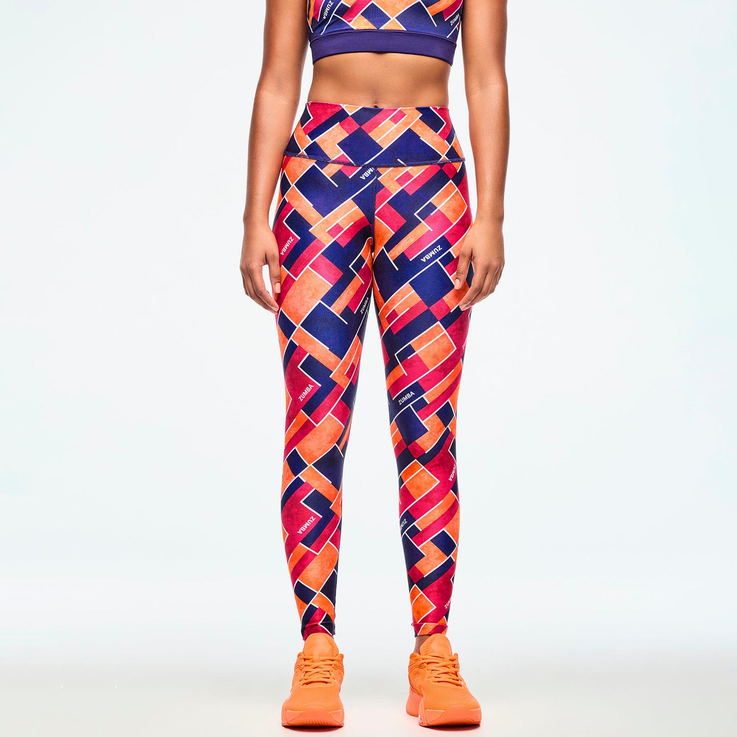 Class of 2001 High Waisted Ankle Leggings - Dark Blue/Orange
