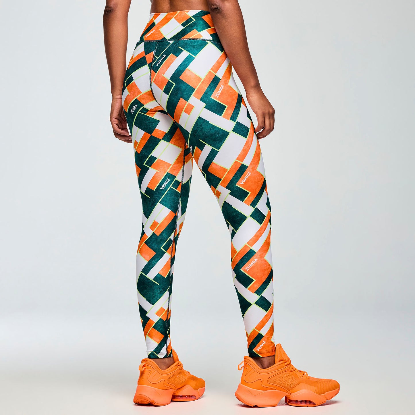 Class of 2001 High Waisted Ankle Leggings - White/Orange