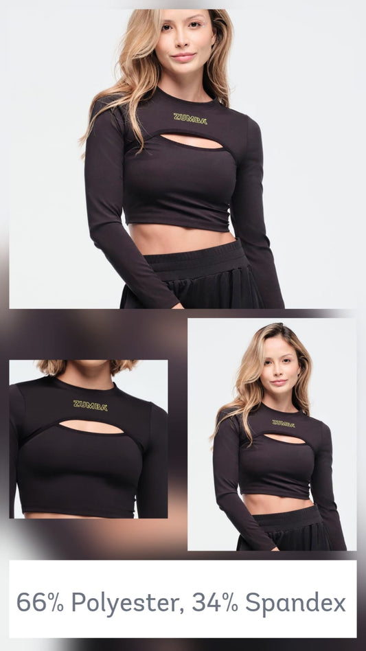 |ZA|Funscape Long Sleeve Crew Neck Crop Top
