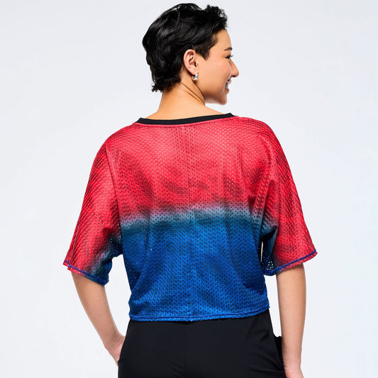 Victory Oversized Boxy Dolman Crop Top - RedBlue