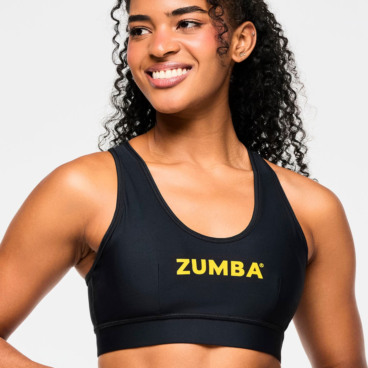 | Zumba® Rays Square Neck Bra - Bold Black