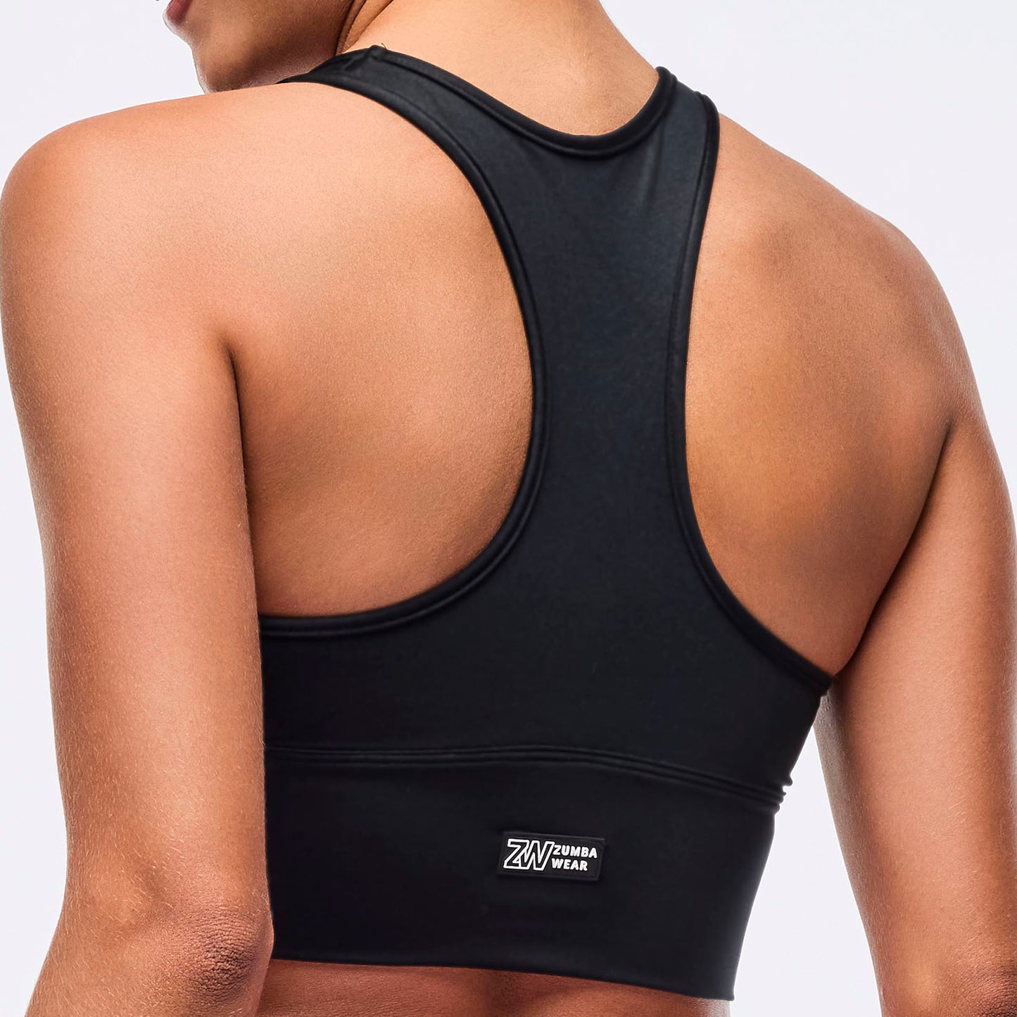 Zumba® Libre Shiny Longline Ruched Bra - Bold Black
