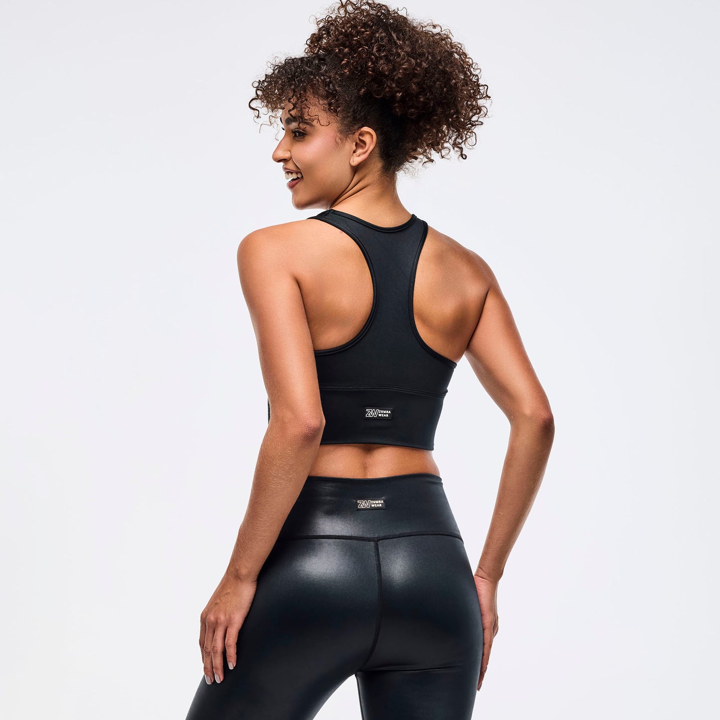 Zumba® Libre Shiny Longline Ruched Bra - Bold Black