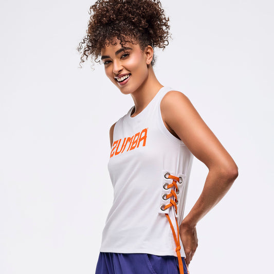 Zumba® Libre Tank With Lace Up Detail - Wear It Out White