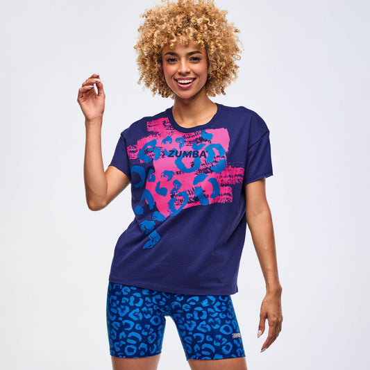 Sizzlin' High Low Crew Neck Top - Soft Navy