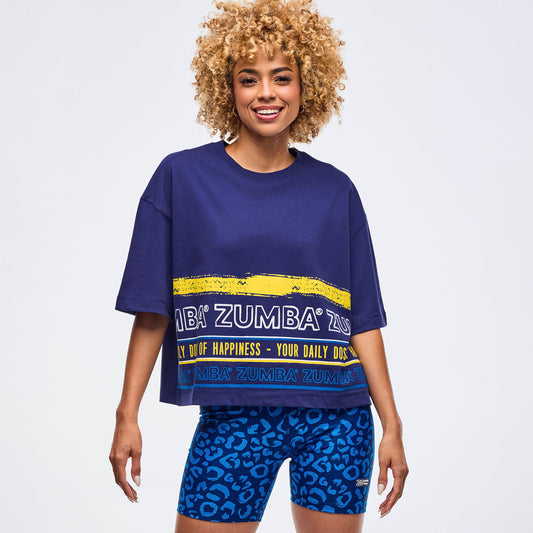 Sizzlin' Oversized Boxy Crop Top - Soft Navy