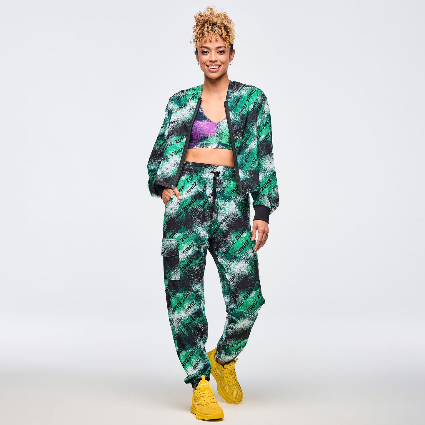 Apres Zumba® Crop Woven Zip-Up Hoodie