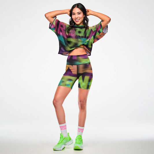 Electric Feel Mesh Dolman Crop Top