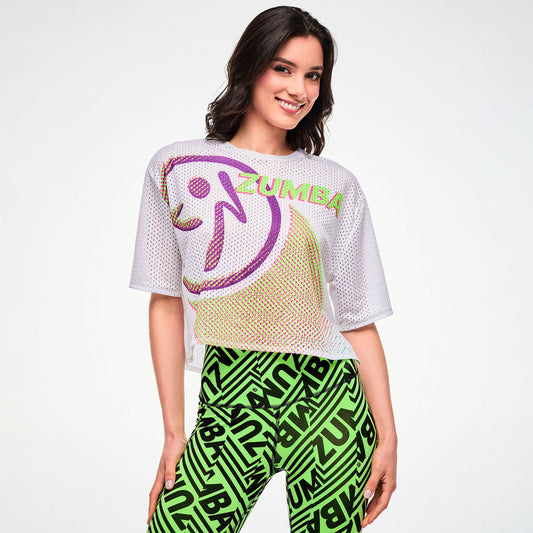 Electric Feel Mesh Boxy Crop Top