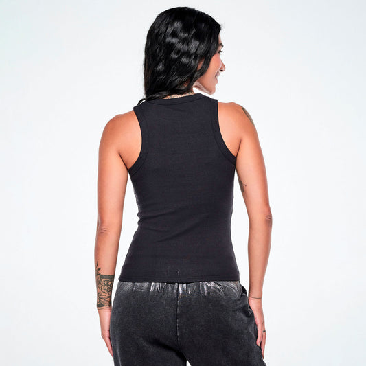 Rock 'n' Roll Fitted High Neck Rib Tank