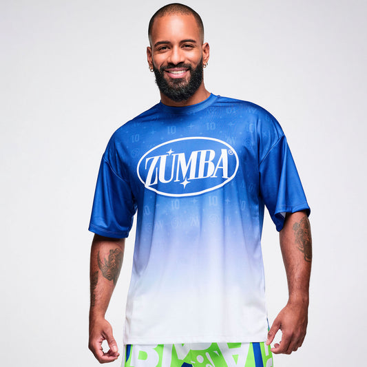 Dale-Z Oversized Drop Shoulder Tee -Blue/White