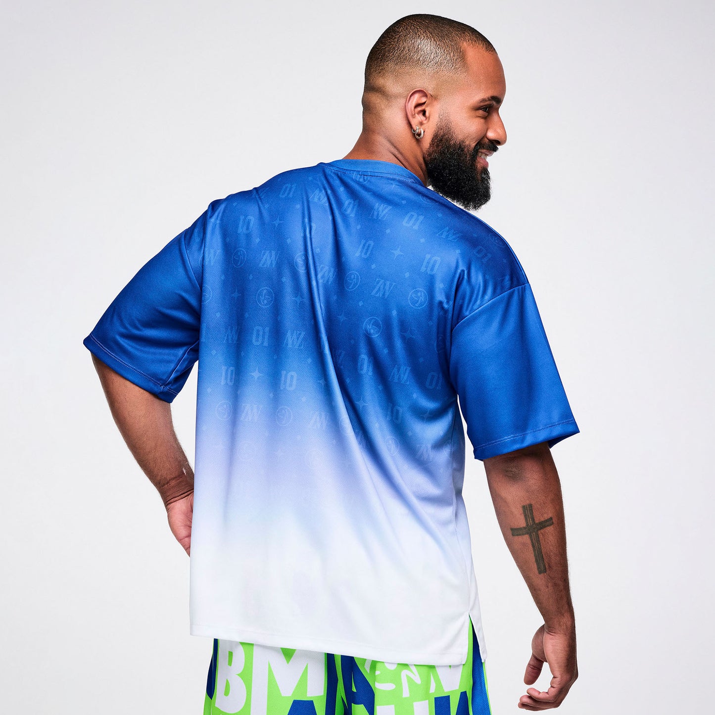 Dale-Z Oversized Drop Shoulder Tee -Blue/White