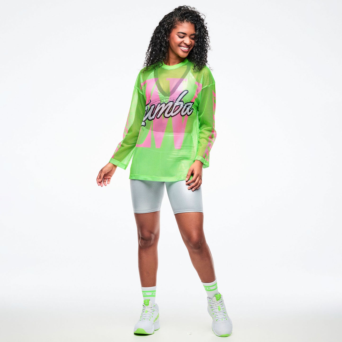 Dale-Z Oversized Mesh Long Sleeve Top