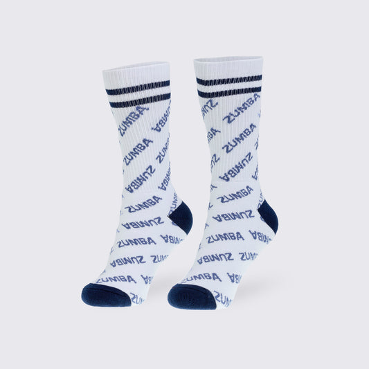 Blue Jean High Socks - White