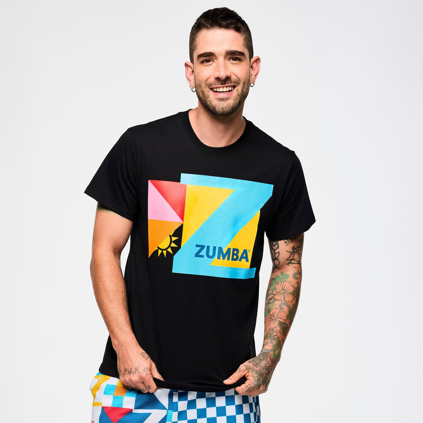 |Zumba® Rays Crew Neck Tee - Bold Black