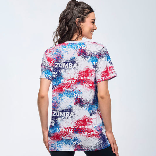 Apres Zumba® Unisex Crew Neck Tee - Blue/White