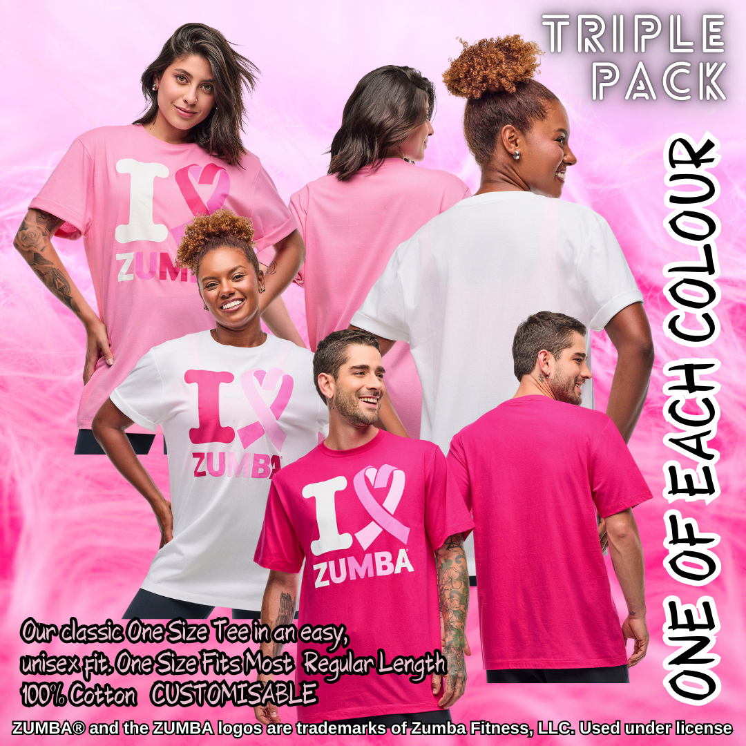 |ZA |I Love Zumba Pink Tees 3PK
