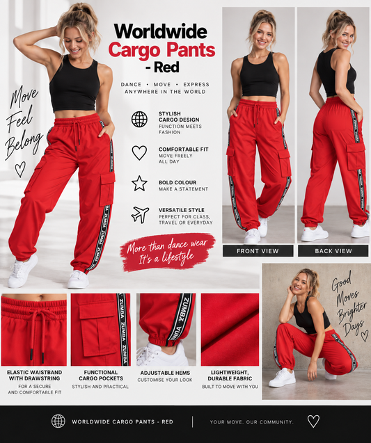 |ZA| Worldwide Cargo Pants - Red ONLY IN XS