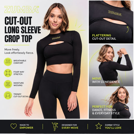|ZA|Funscape Long Sleeve Crew Neck Crop Top