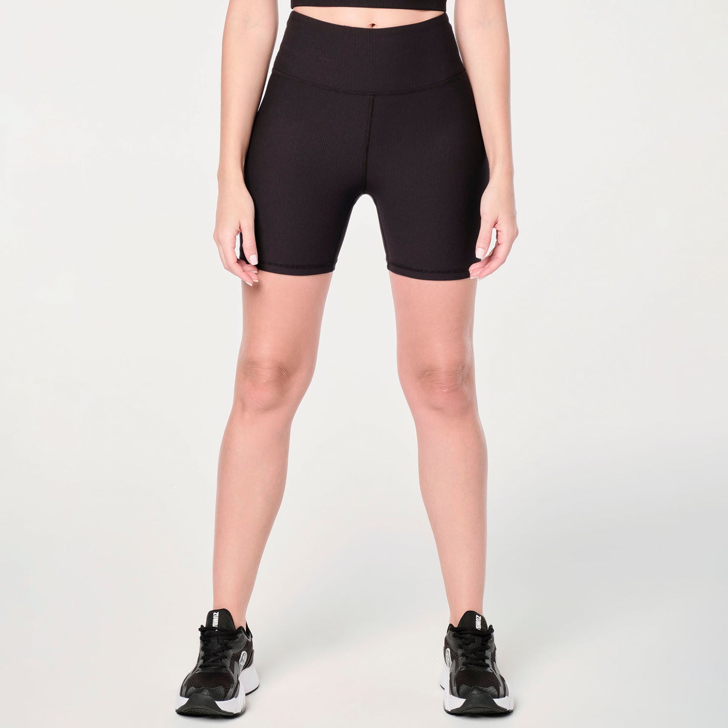 Zumba® Prep High Waisted Rib Biker Shorts - Bold Black