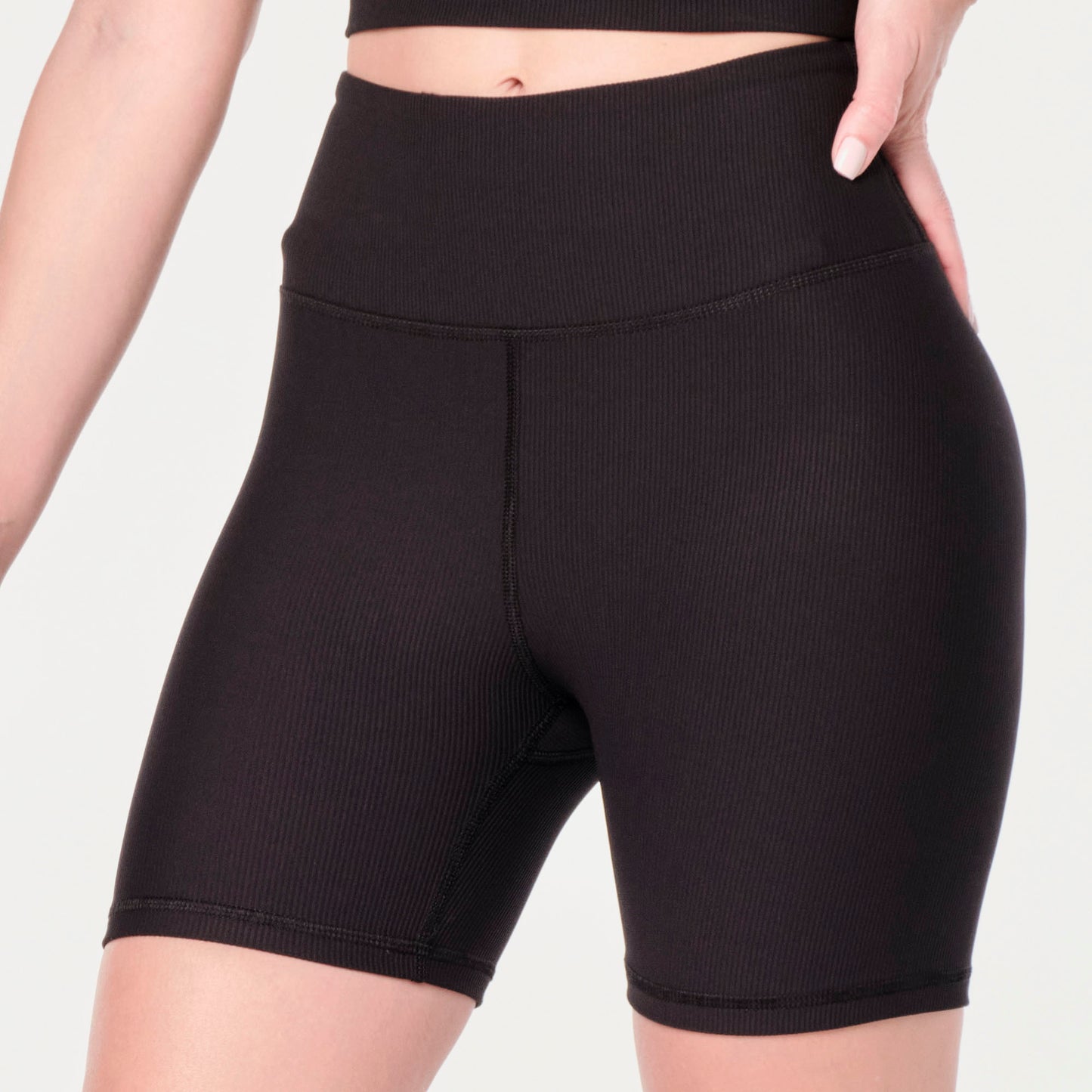 Zumba® Prep High Waisted Rib Biker Shorts - Bold Black