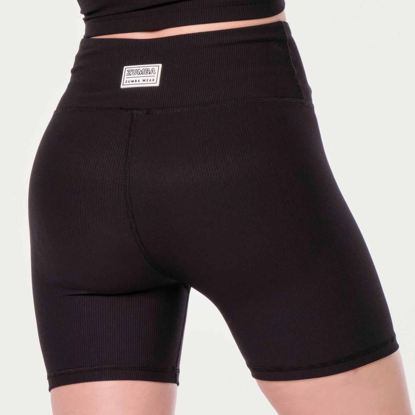 Zumba® Prep High Waisted Rib Biker Shorts - Bold Black