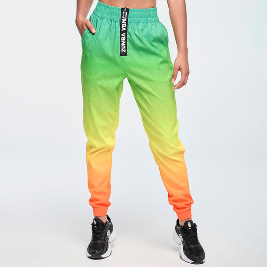 Funscape High Waisted Zip Front Track Pants - Get In Lime