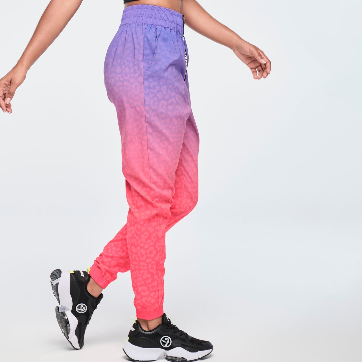 Funscape High Waisted Zip Front Track Pants - Purple Pop