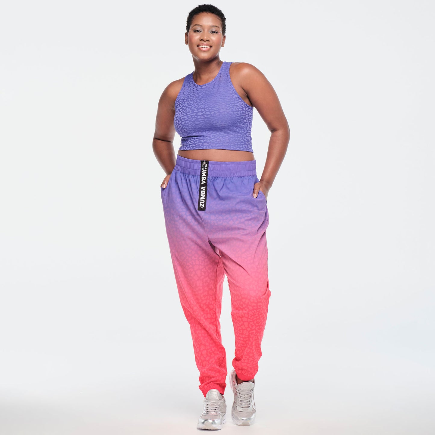 Funscape High Waisted Zip Front Track Pants - Purple Pop