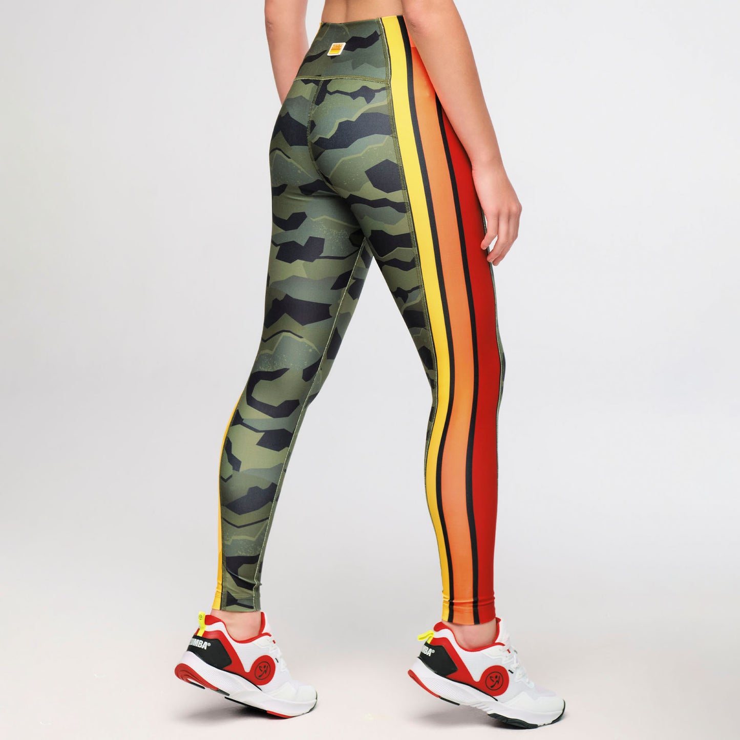 Zumba® Explore High Waisted Ankle Leggings With Side Panels - Olive Expedition