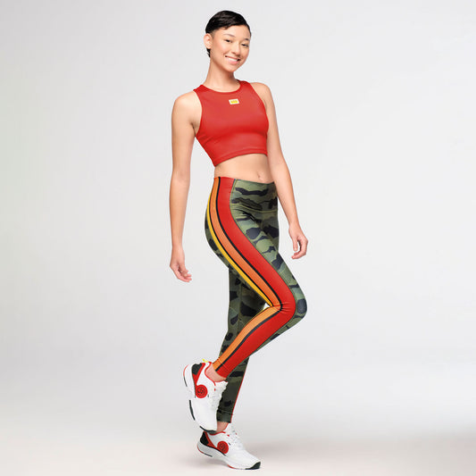 Zumba® Explore High Waisted Ankle Leggings With Side Panels - Olive Expedition