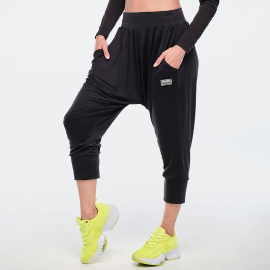 Funscape Harem Crop Pants - Bold Black