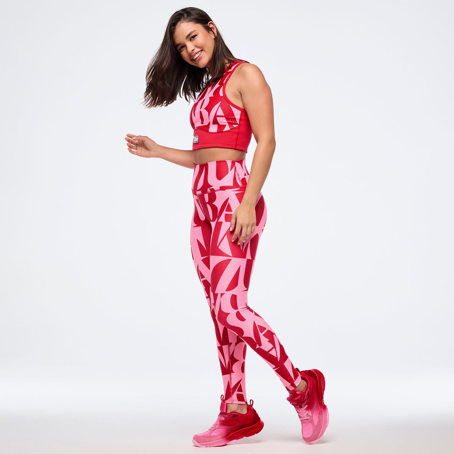 Zumba® Haus High Waisted Ankle Leggings - Red/Pink