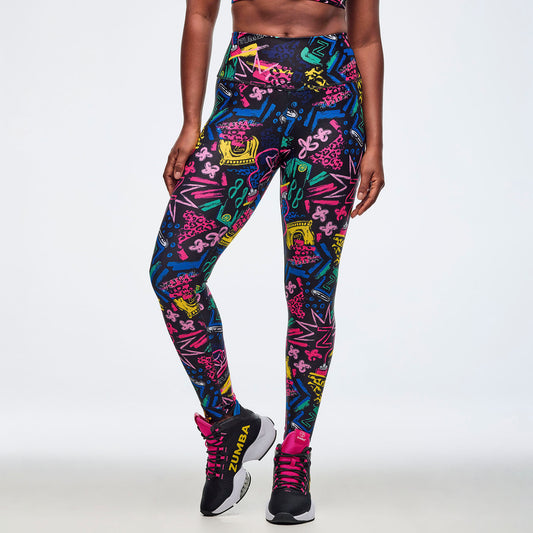 Sizzlin' High Waisted Ankle Leggings - Black/Pink