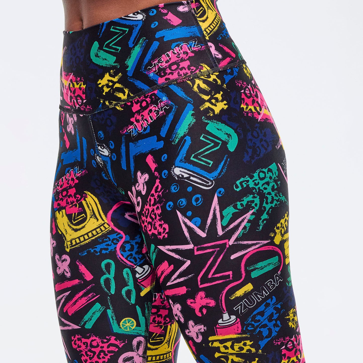 Sizzlin' High Waisted Ankle Leggings - Black/Pink