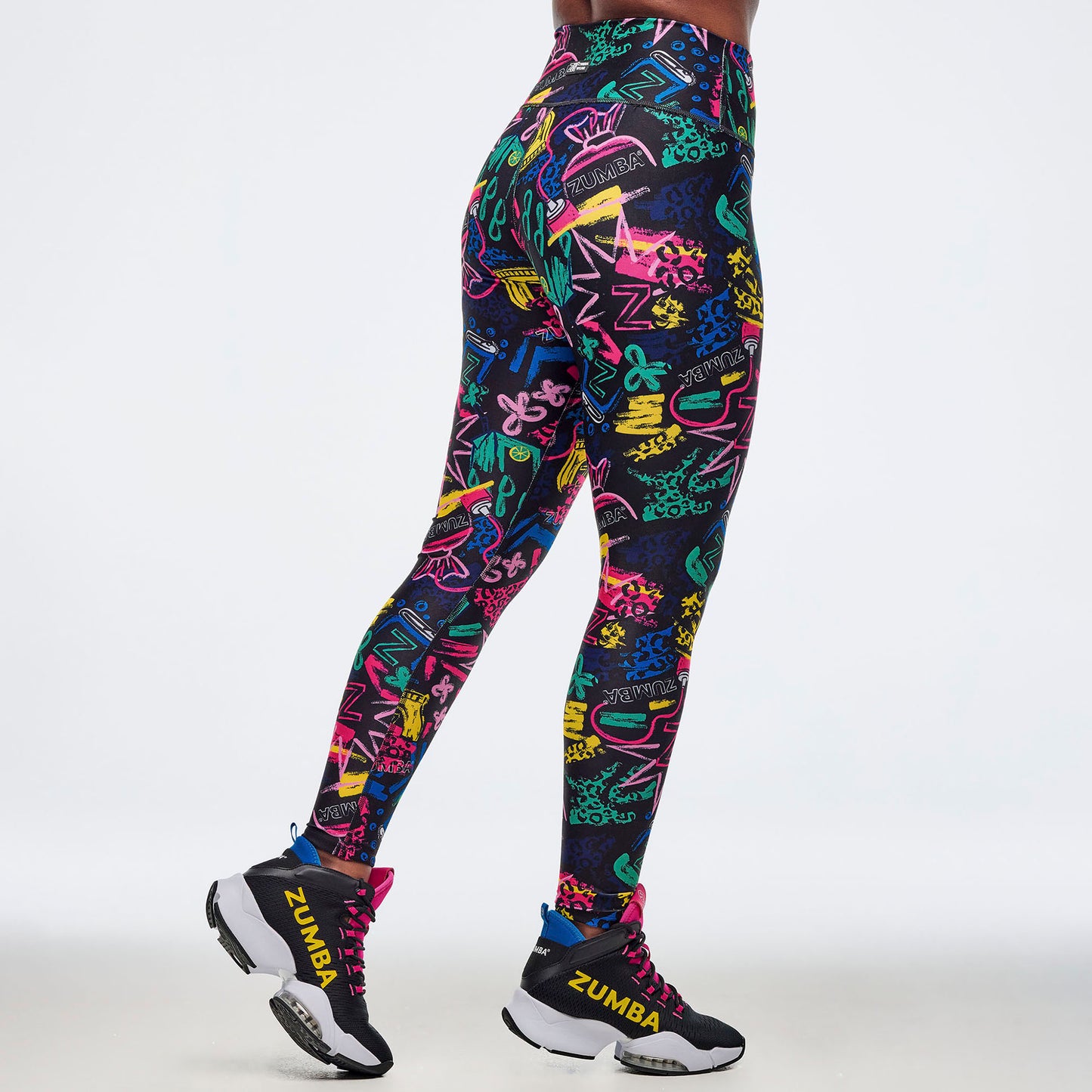 Sizzlin' High Waisted Ankle Leggings - Black/Pink