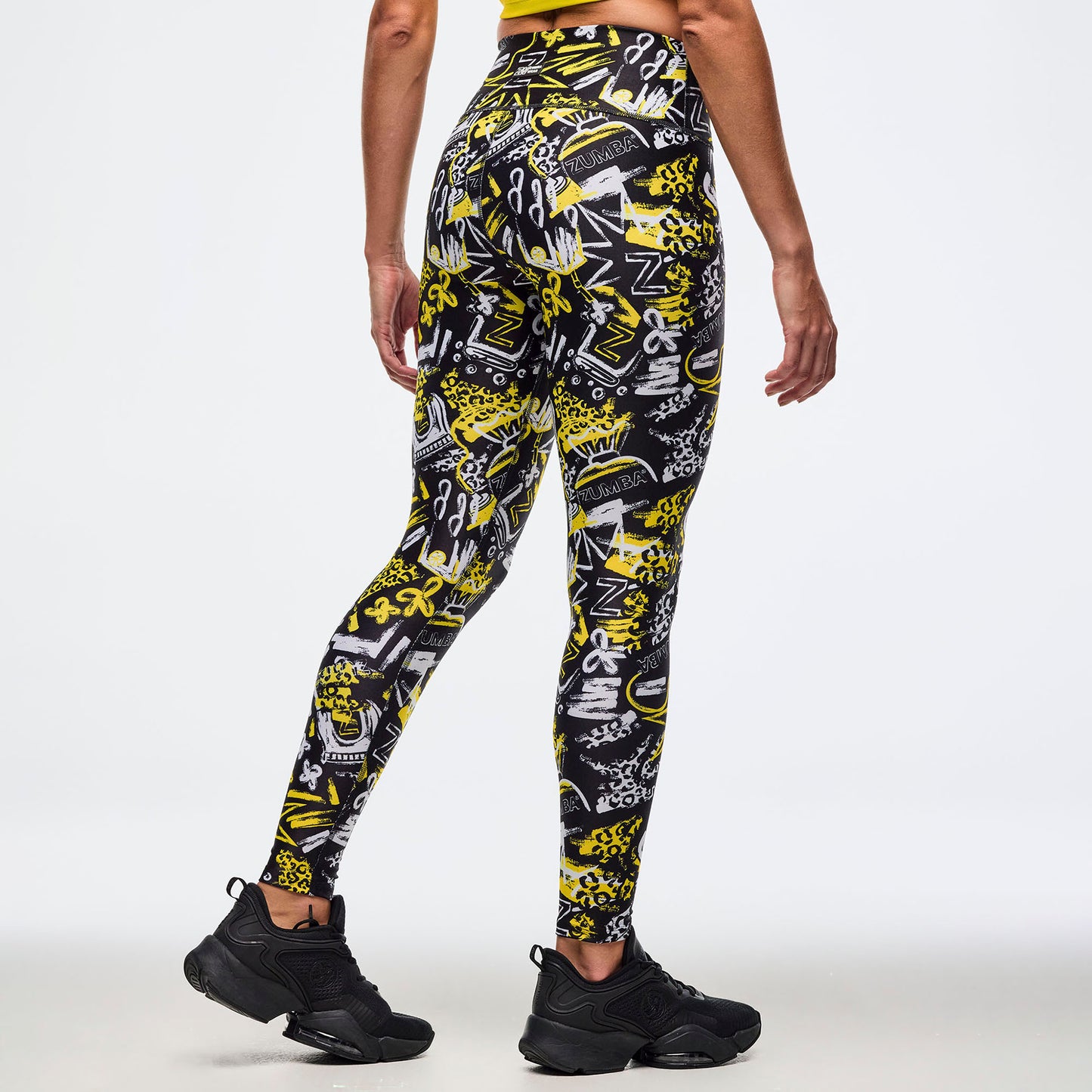 Sizzlin' High Waisted Ankle Leggings - Black/Yellow