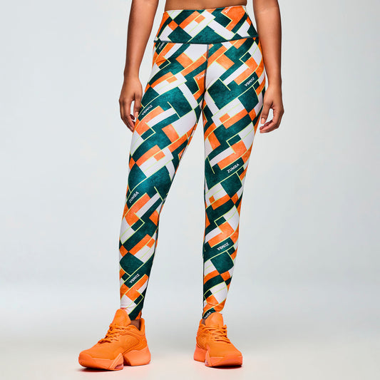 Class of 2001 High Waisted Ankle Leggings - White/Orange