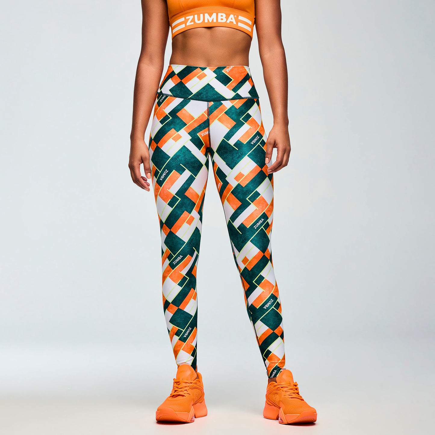 Class of 2001 High Waisted Ankle Leggings - White/Orange