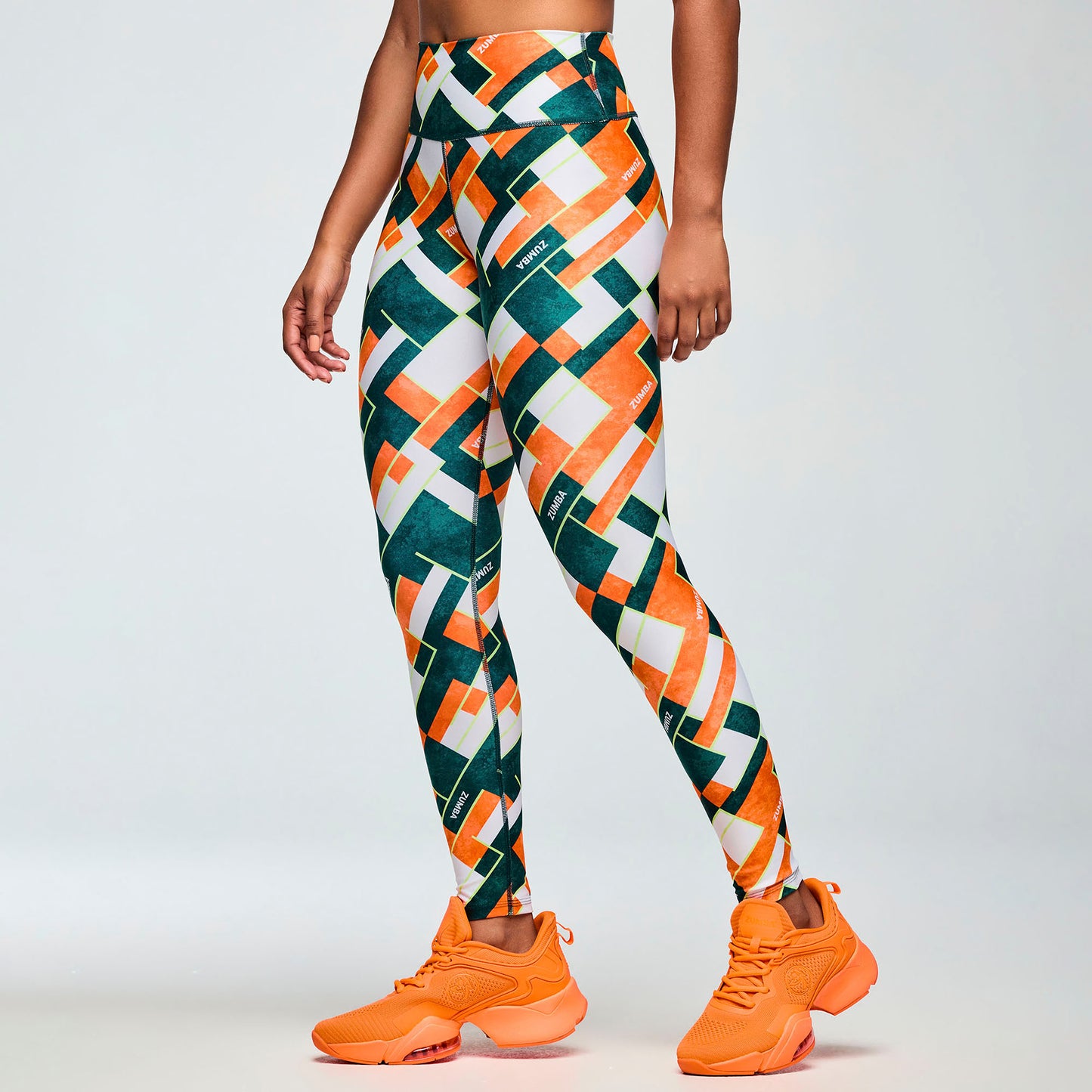 Class of 2001 High Waisted Ankle Leggings - White/Orange