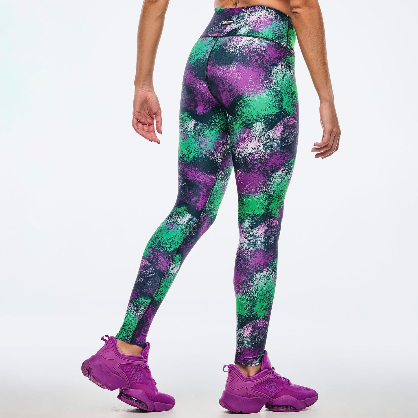 Apres Zumba®  High Waisted Ankle Leggings - Green/Purple