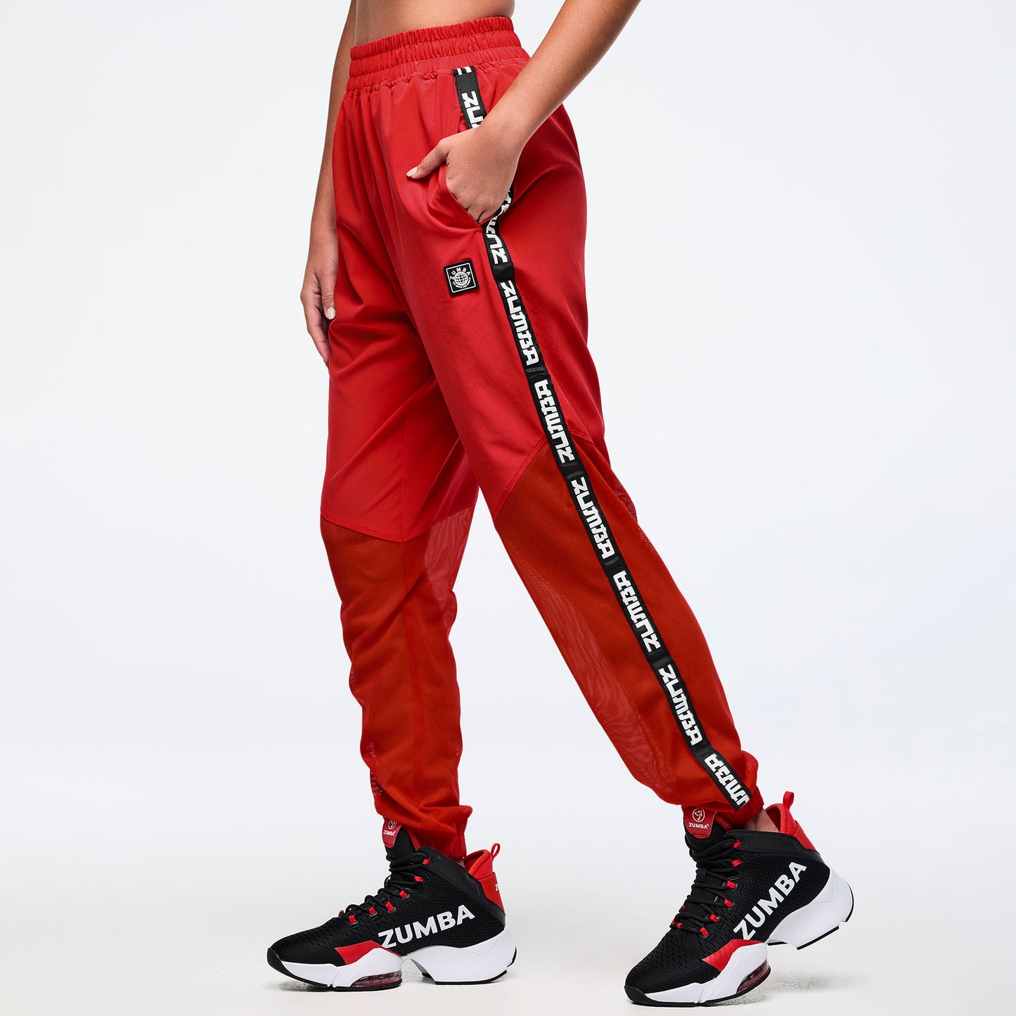 Eastern Flavor High Waisted Woven Track Pants With Mesh