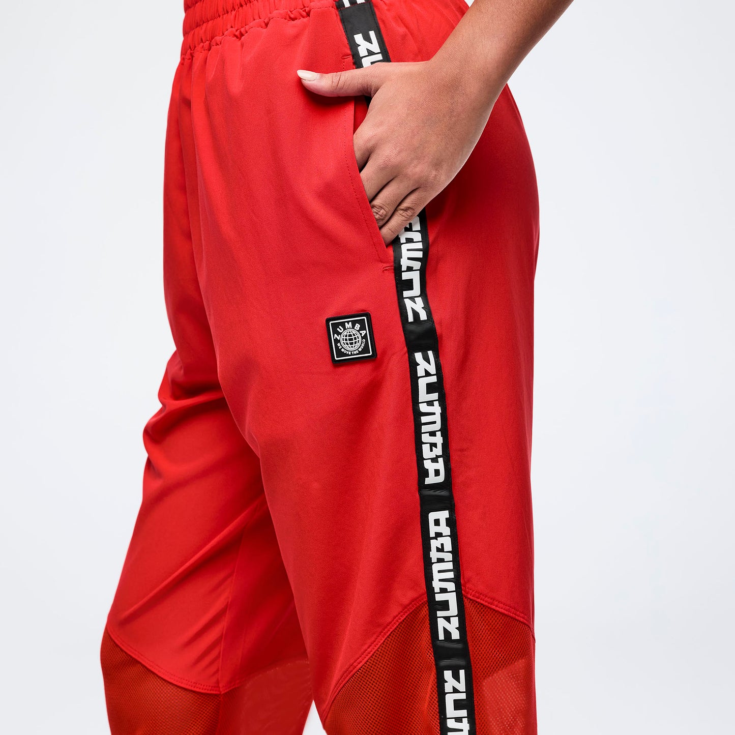 Eastern Flavor High Waisted Woven Track Pants With Mesh
