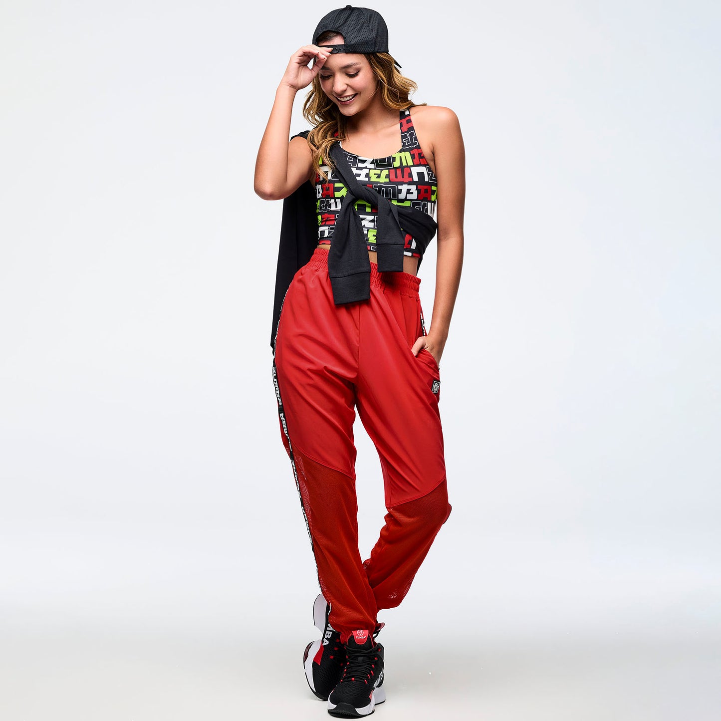 Eastern Flavor High Waisted Woven Track Pants With Mesh