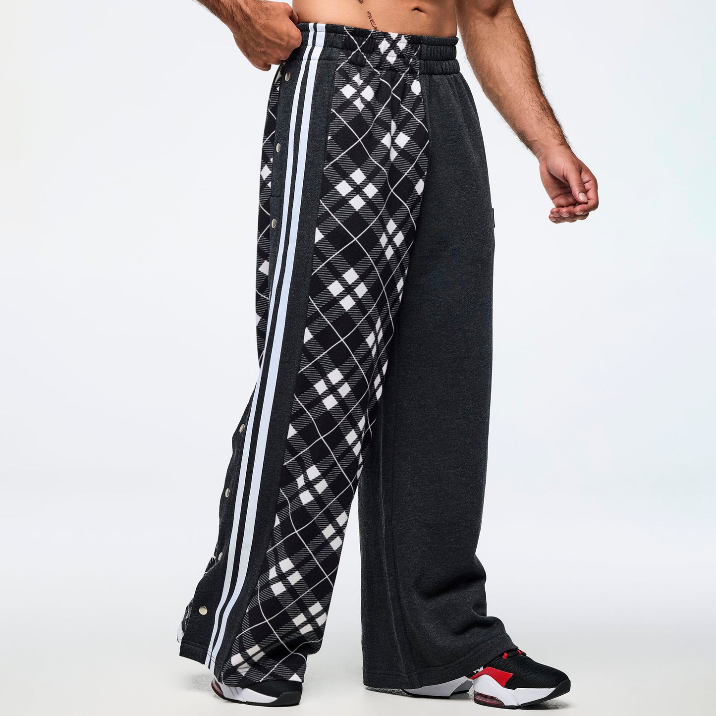 Eastern Flavor Wide Leg Pants With Wide Side Snap Placket