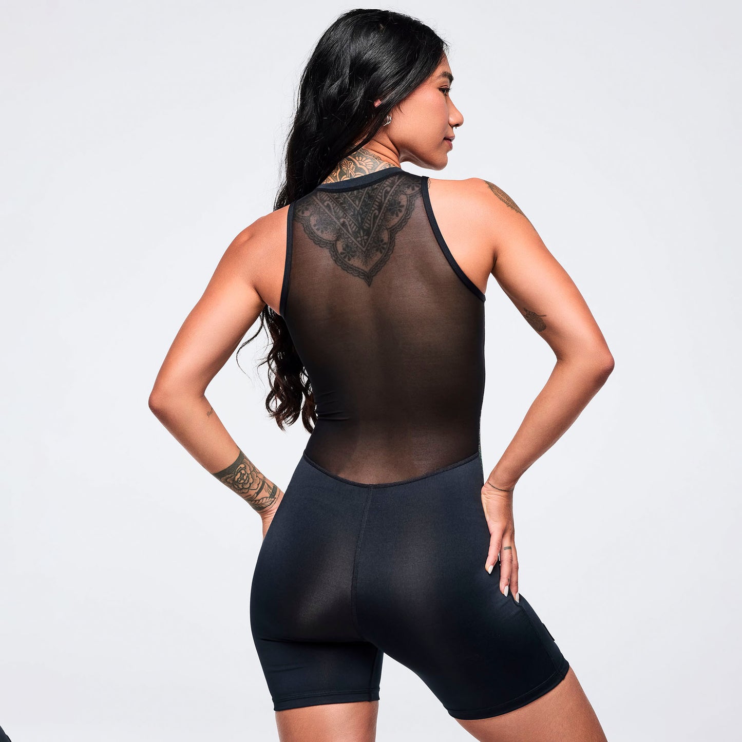 Latin Movement Z-Lift Bodysuit With Mesh Back