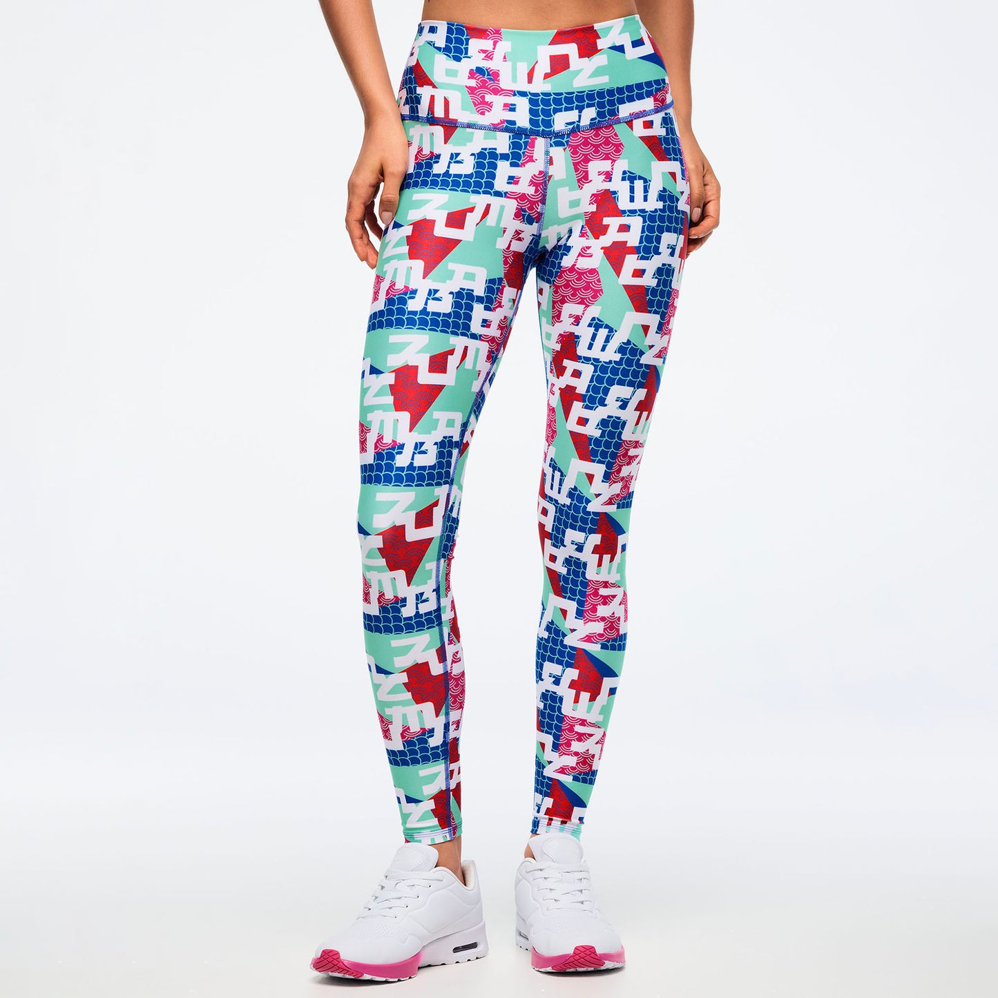 Eastern Flavor High Waisted Ankle Legging - Green/Blue